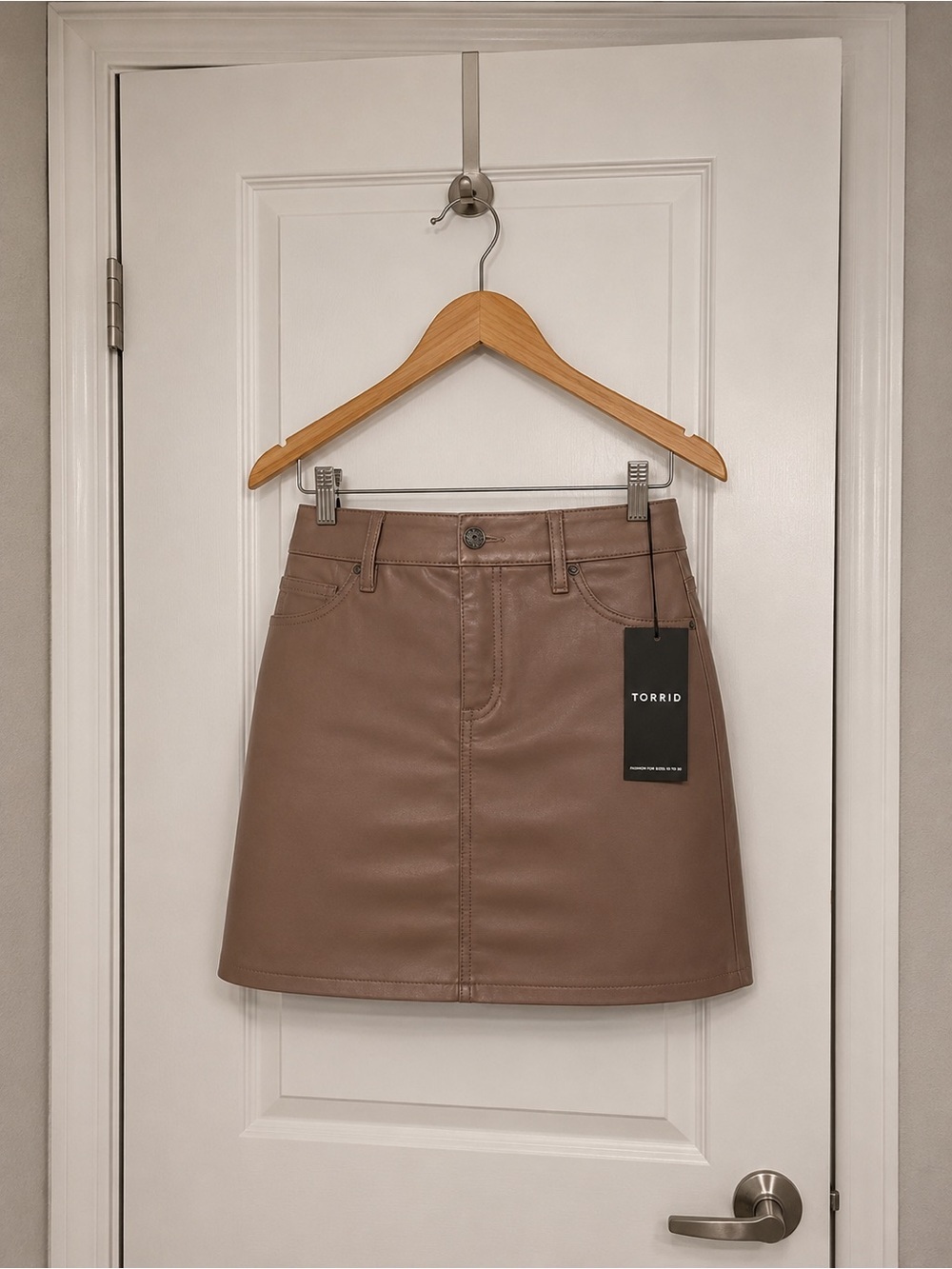 TORRID Faux Leather Mini Plus Size Taupe Skirt NWT